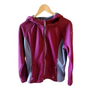 Spyder Women's Constant Full Zip Sweater Fleece Jacket Hooded Size LG Burgundy